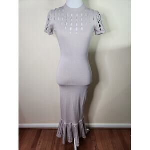 ST. studio Women's Taupe Beige Knit Stretch Bodycon Midi Dress Size XS EUC